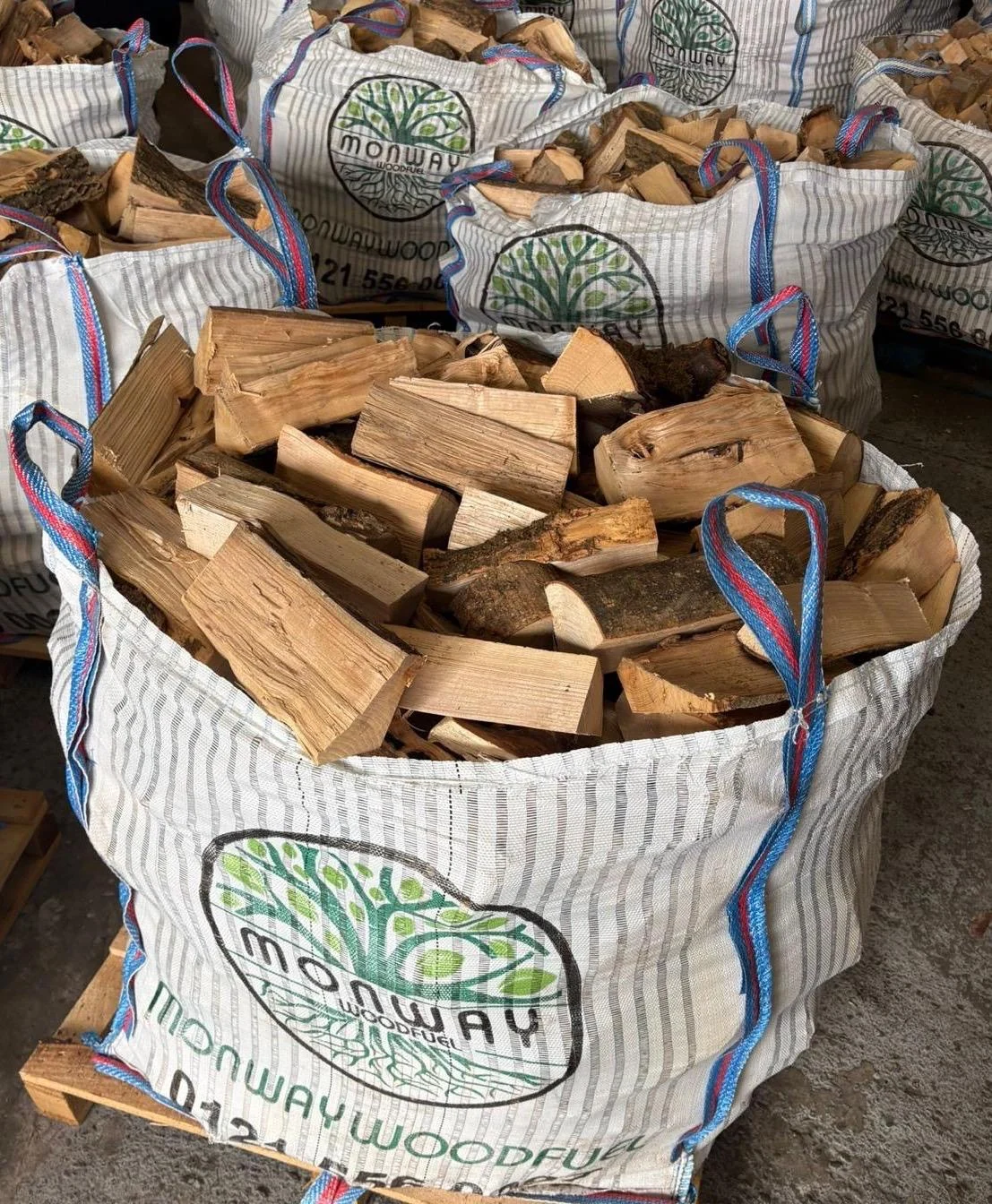 Hardwood logs in Monway Woodfuel bulk bags